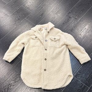 Vigoss Cream Sherpa Button Down Jacket